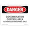 Signmission OSHA Danger Sign, 18" Height, Rigid Plastic, Contamination Control Area Authorized, Landscape OS-DS-P-1824-L-1911 - alternate 1